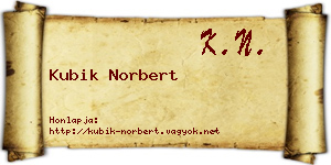 Kubik Norbert névjegykártya